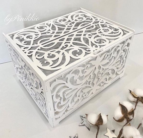 Laser Cut Elegant Wedding Card Box