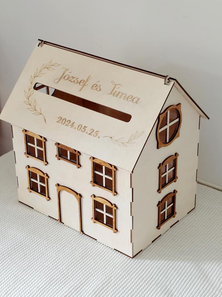 Laser Cut House Shaped Wishing Well Money Gift Card Box