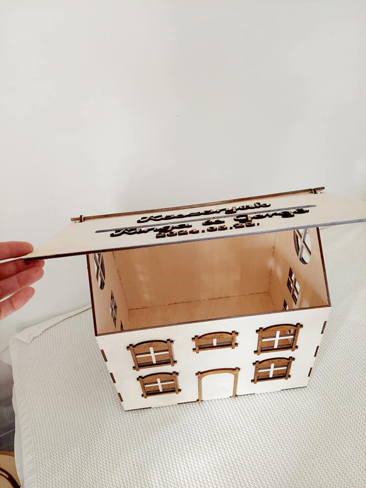 Laser Cut House Shaped Wishing Well Money Gift Card Box