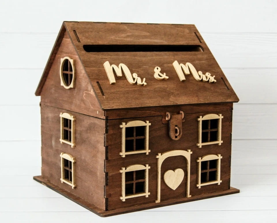 Laser Cut House Wedding Card Post Box