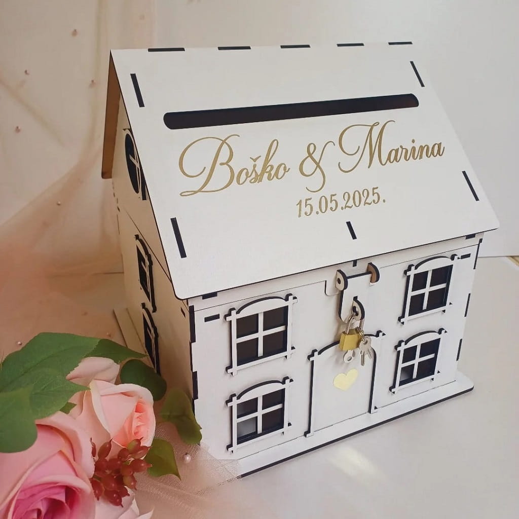 Laser Cut House Wedding Card Post Box