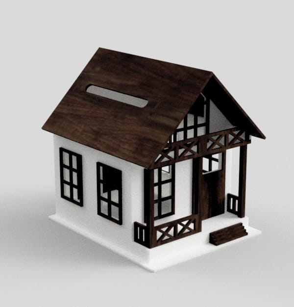 Laser Cut House Wedding Envelope Gift Box