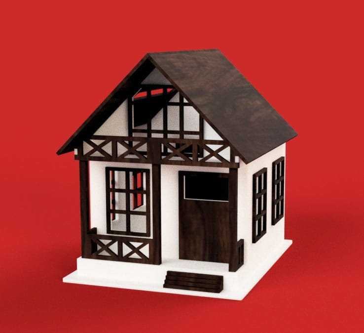 Laser Cut House Wedding Envelope Gift Box