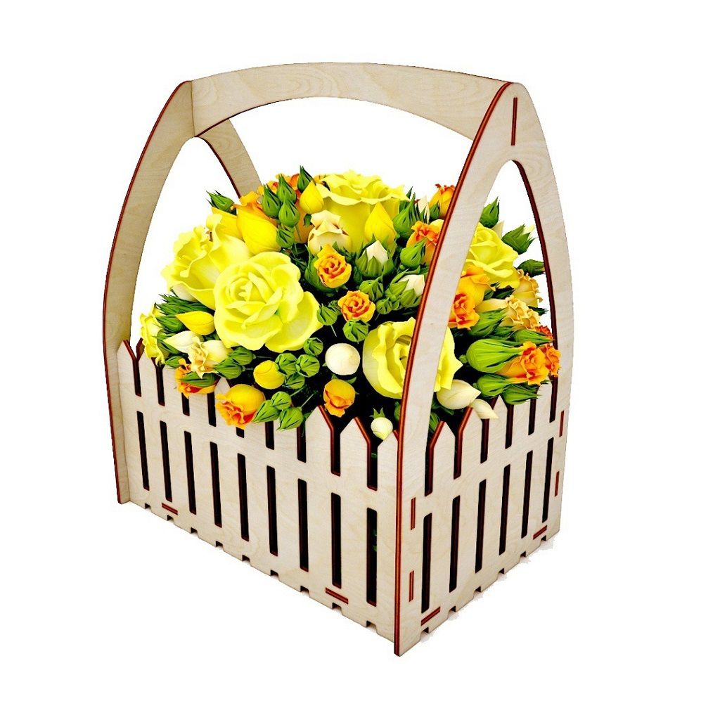 Laser Cut Picket Fence Flower Basket