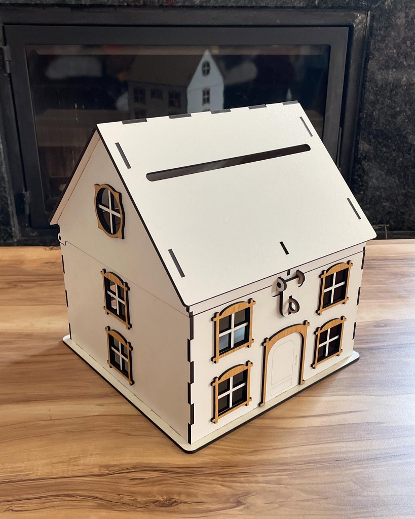 Laser Cut House Wedding Fund Money Box