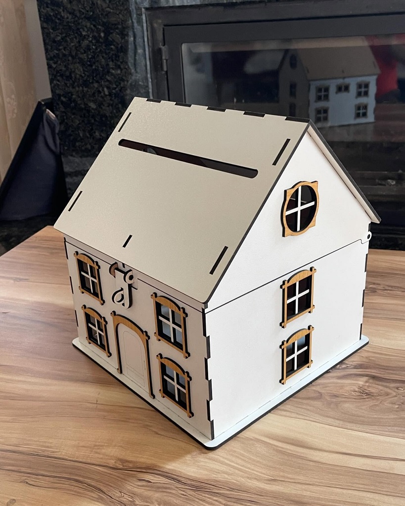 Laser Cut House Wedding Fund Money Box