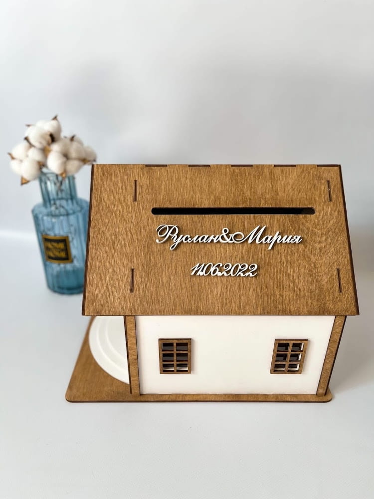 Laser Cut House With Balcony Wedding Card Box