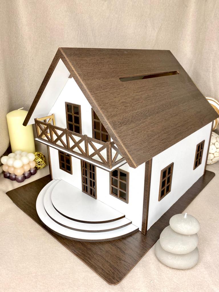 Laser Cut House With Balcony Wedding Card Box