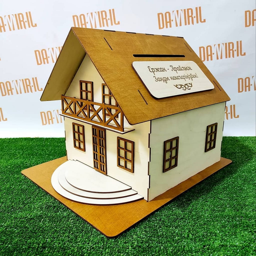 Laser Cut House With Balcony Wedding Card Box