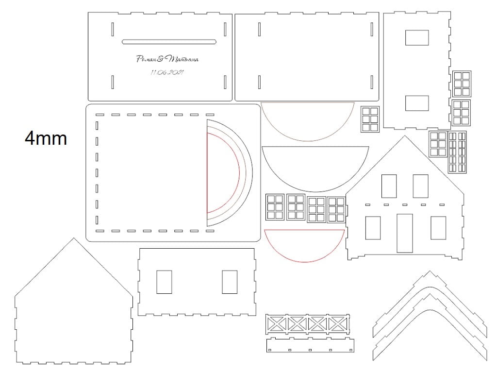 Laser Cut House With Balcony Wedding Card Box