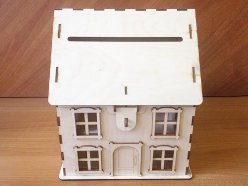 Laser Cut Wooden House Wedding Card Box Money Box