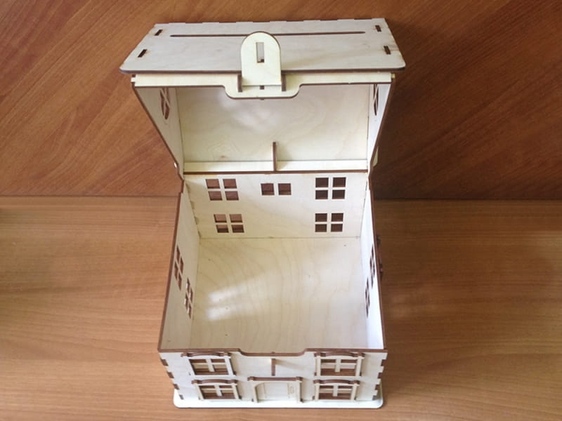 Laser Cut Wooden House Wedding Card Box Money Box