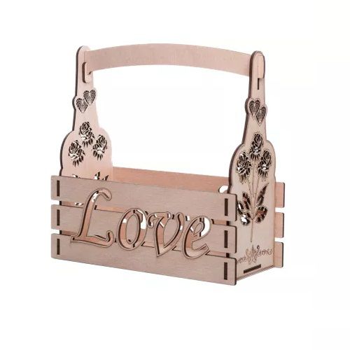 Laser Cut Love Flower Basket with Handle