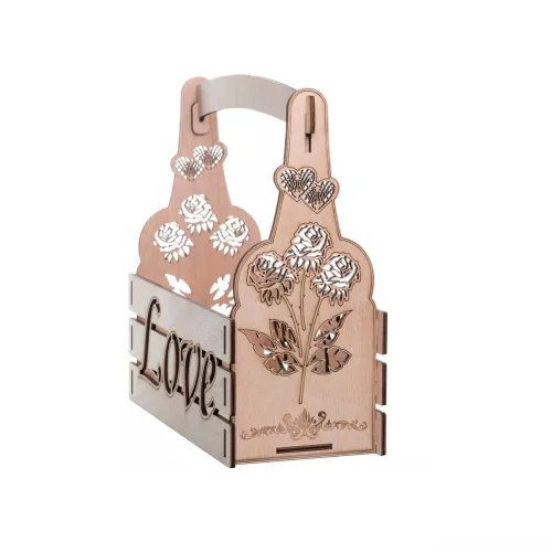 Laser Cut Love Flower Basket with Handle
