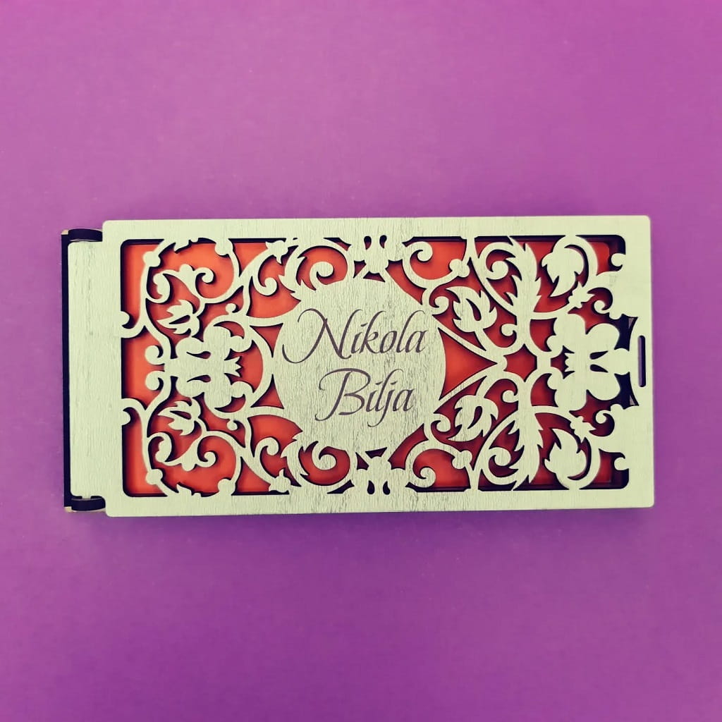Laser Cut Wooden Wedding Money Envelope