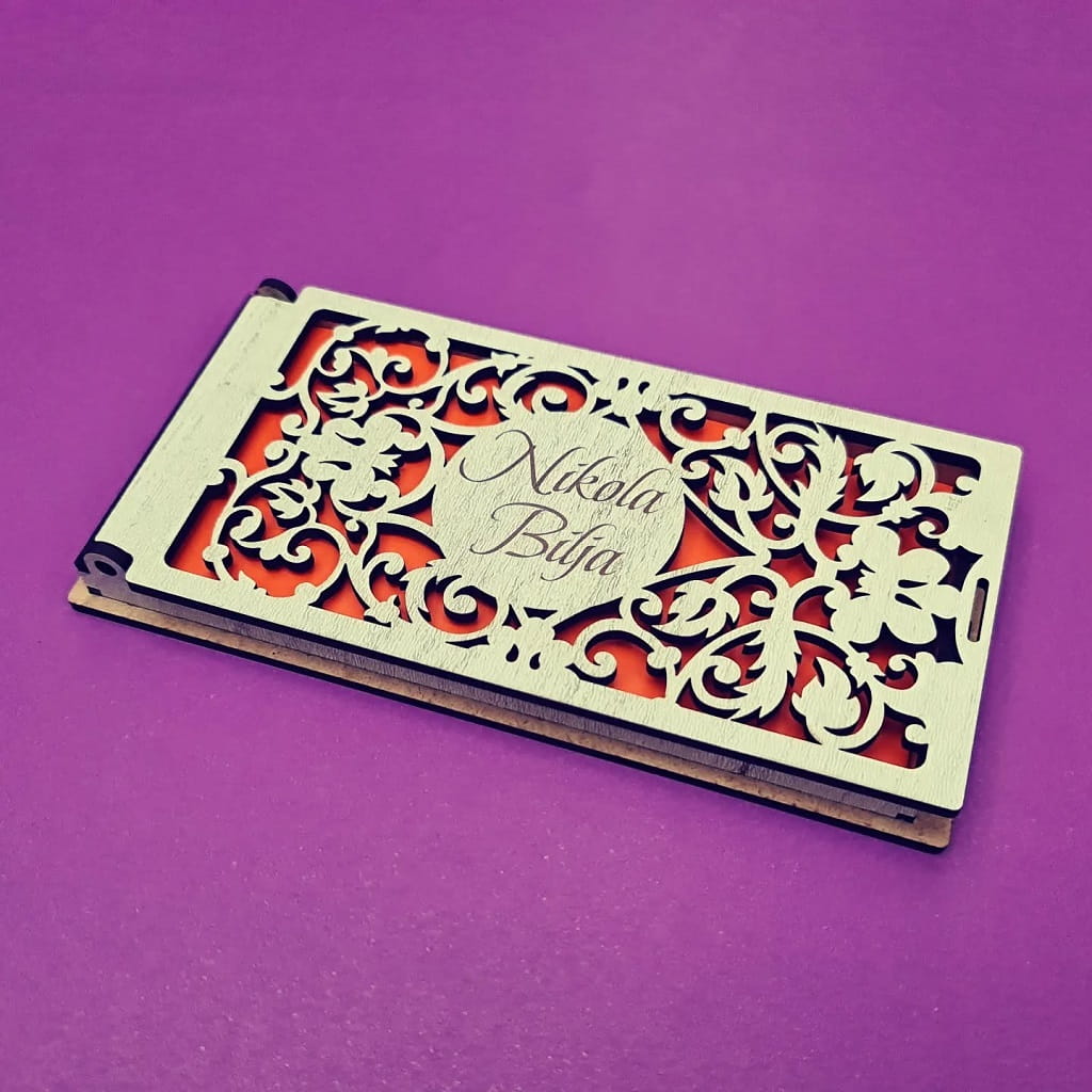 Laser Cut Wooden Wedding Money Envelope