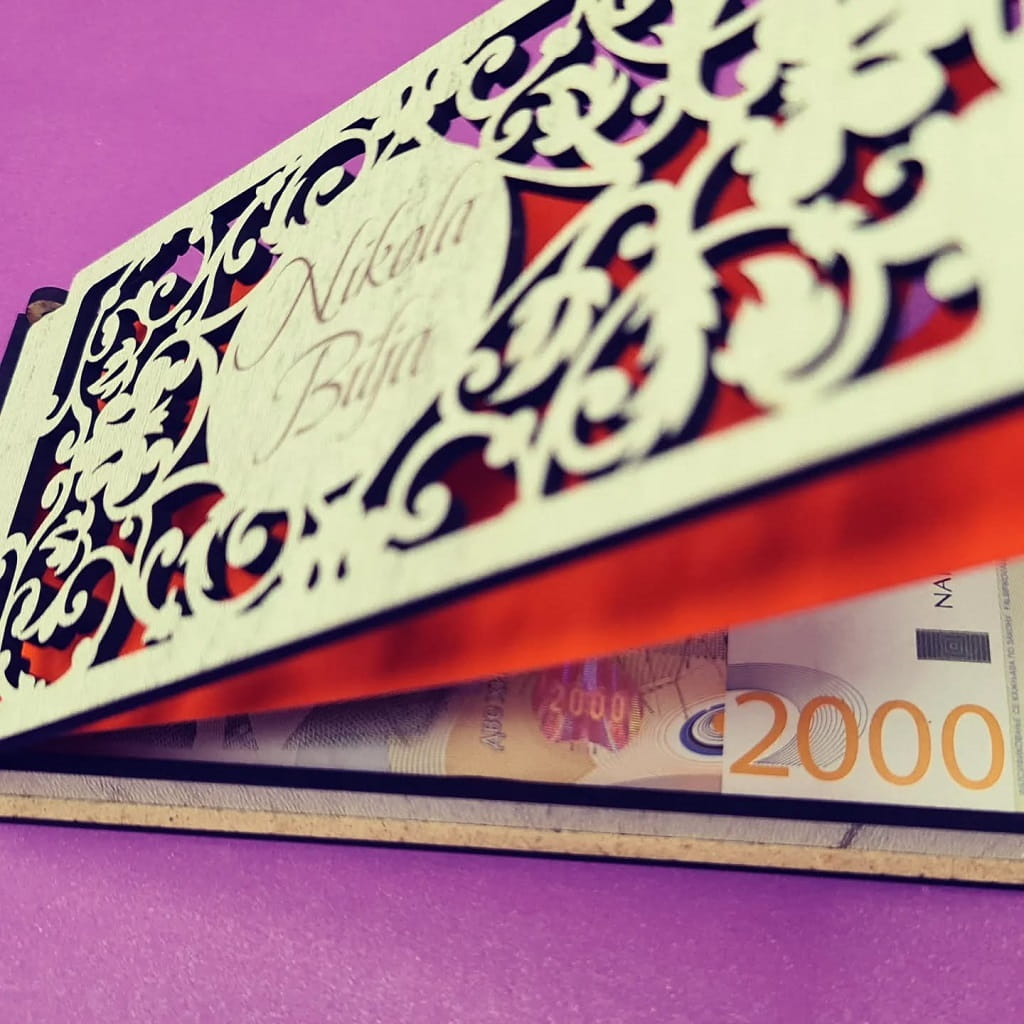 Laser Cut Wooden Wedding Money Envelope