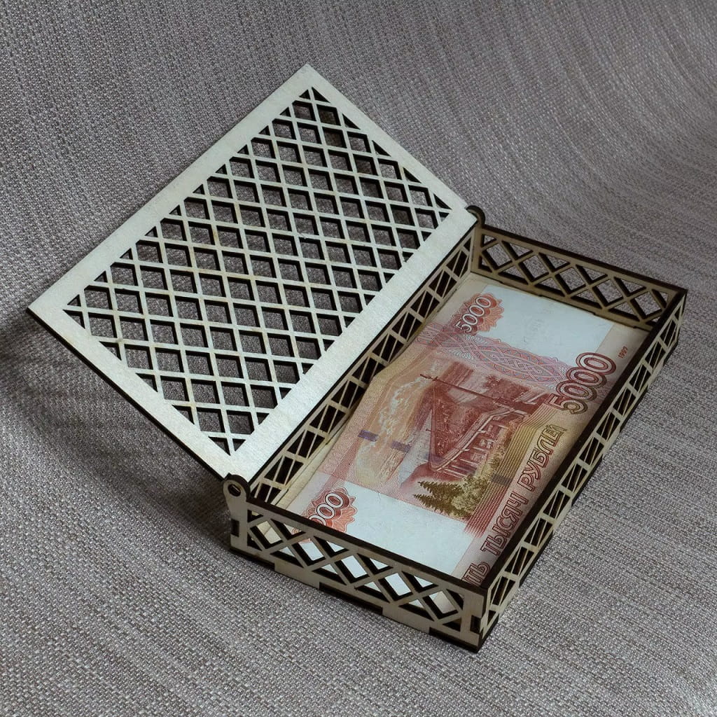 Laser Cut Wooden Paper Money Case