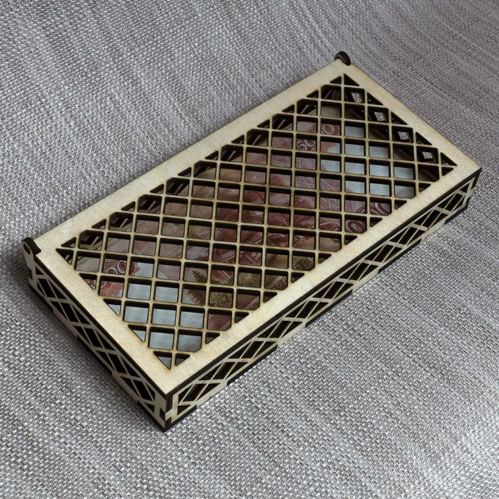 Laser Cut Wooden Paper Money Case