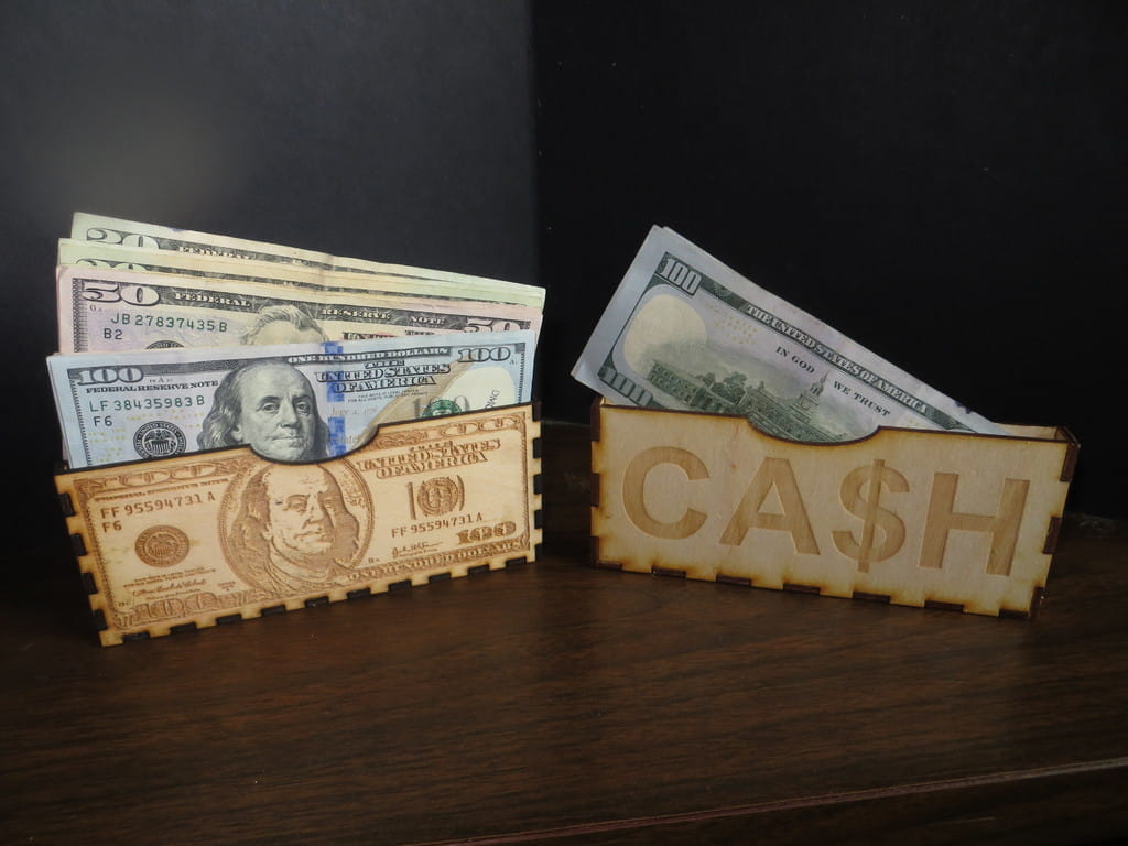 Laser Cut Wooden Dollar Bill Holder
