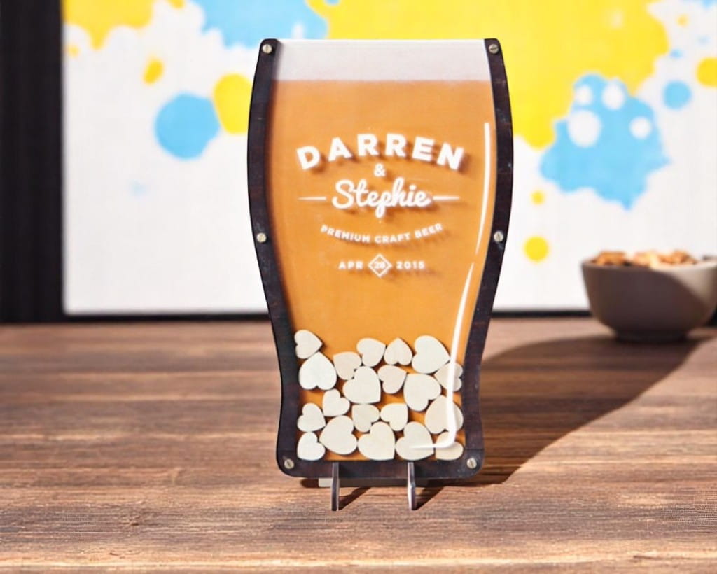 Laser Cut Beer Glass Heart Drop Box Wedding Decor