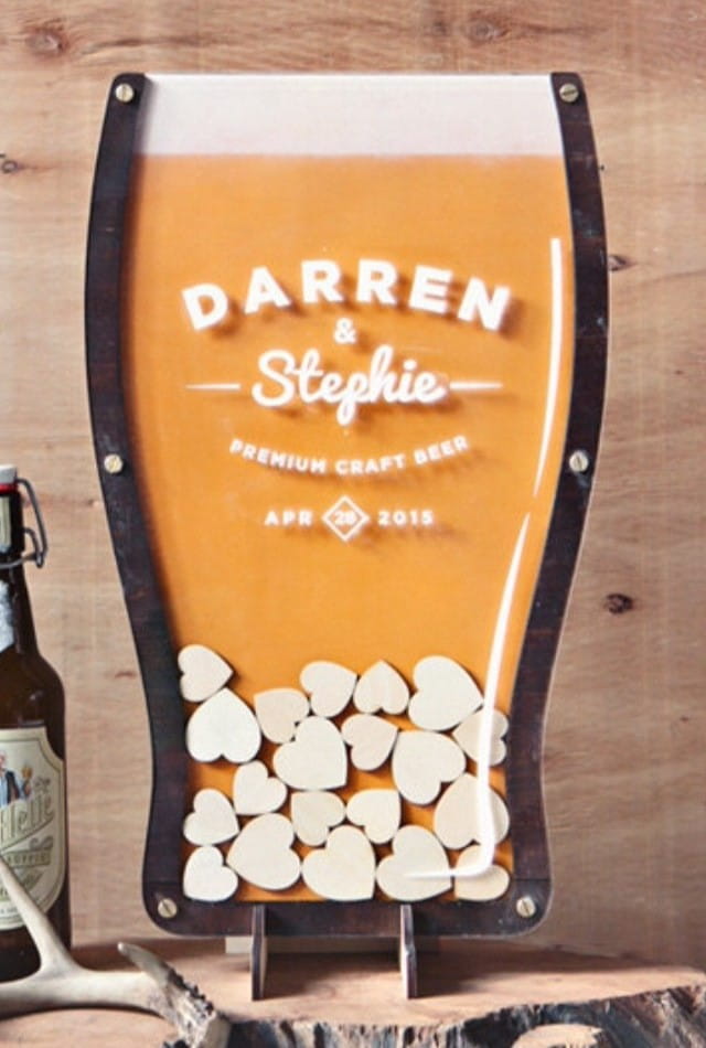 Laser Cut Beer Glass Heart Drop Box Wedding Decor