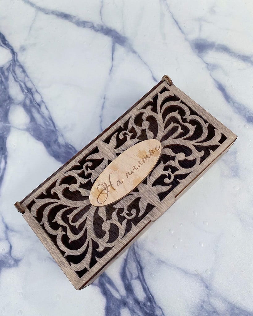 Laser Cut Decorative Wooden Box with Hinged Lid