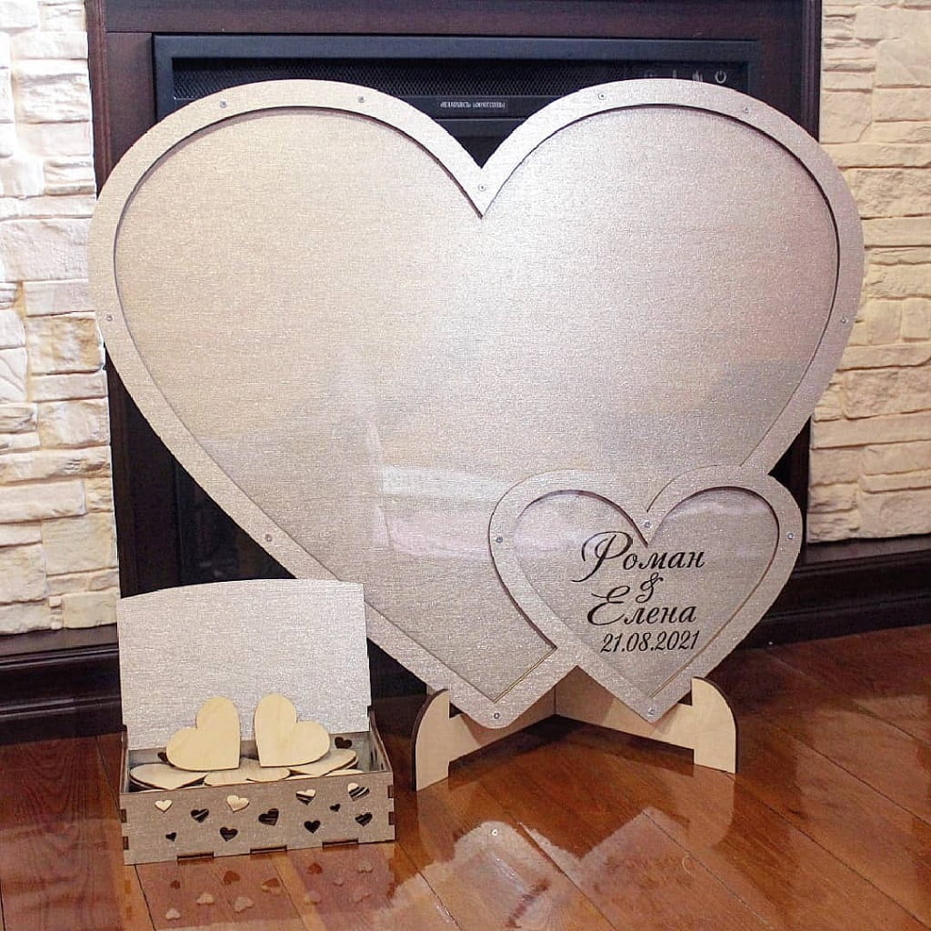 Laser Cut Heart Shaped Wedding Guest Book Drop Box