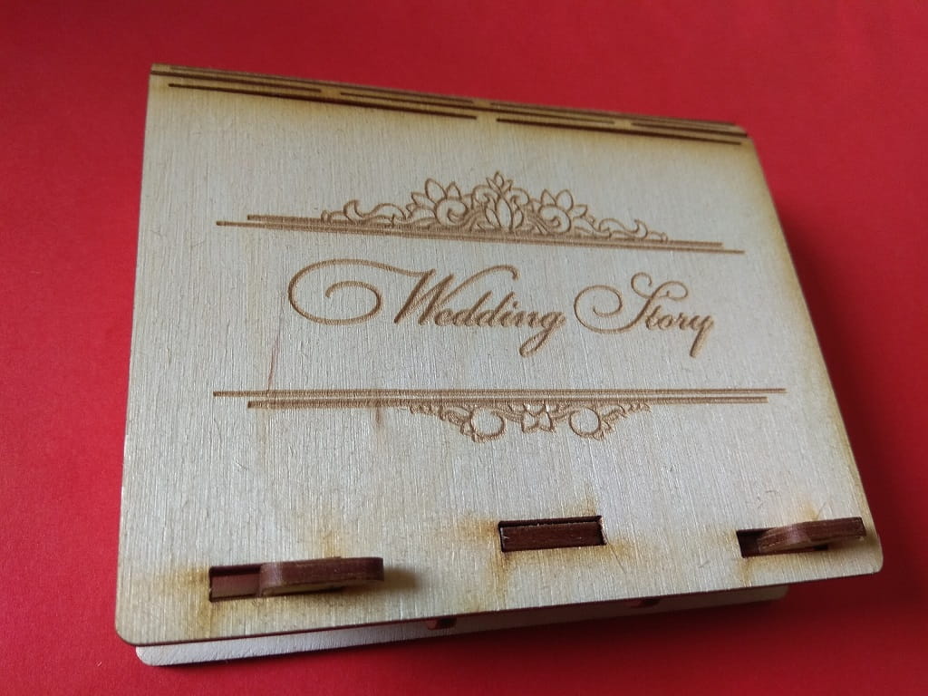 Laser Cut Wedding Photo Album and Flash Drive Box