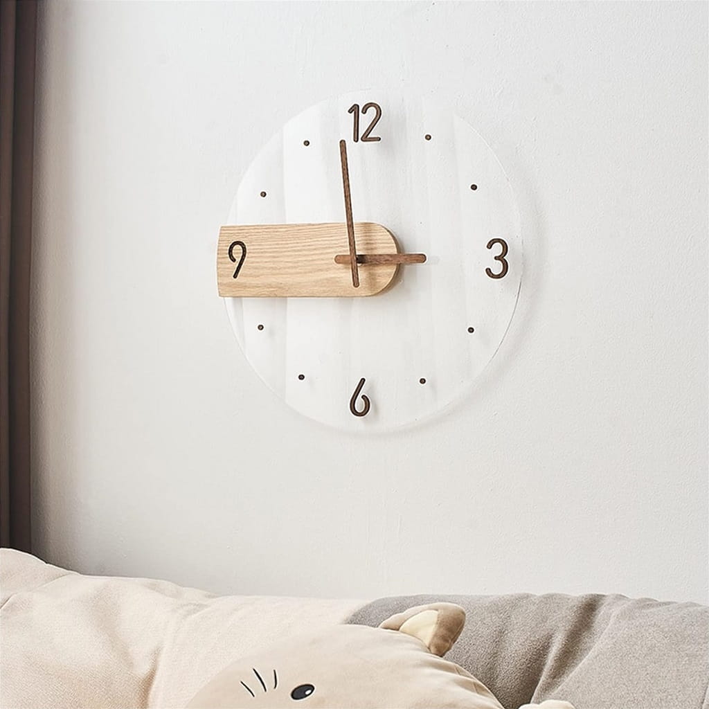 Laser Cut Acrylic Wood Wall Clock for Living Room