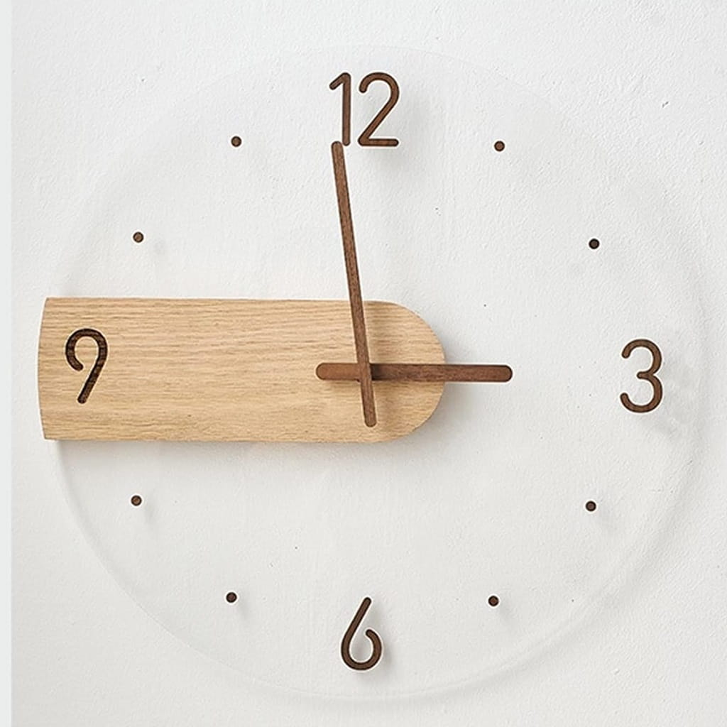 Laser Cut Acrylic Wood Wall Clock for Living Room