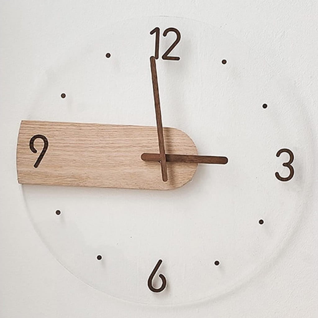Laser Cut Acrylic Wood Wall Clock for Living Room