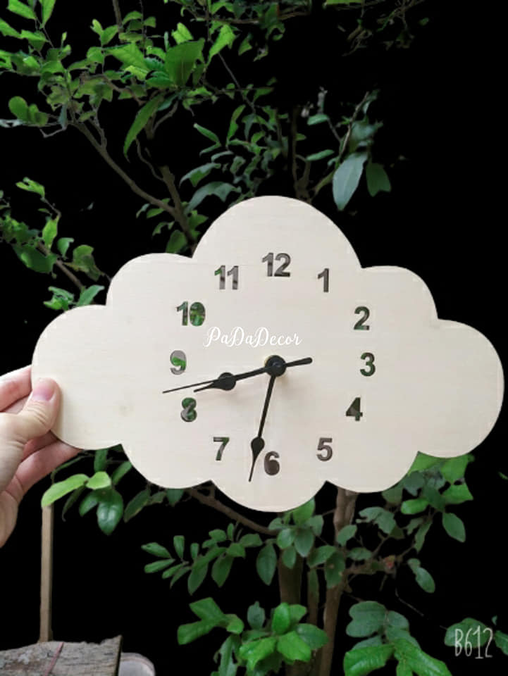 Laser Cut Cloud Shape Wall Clock