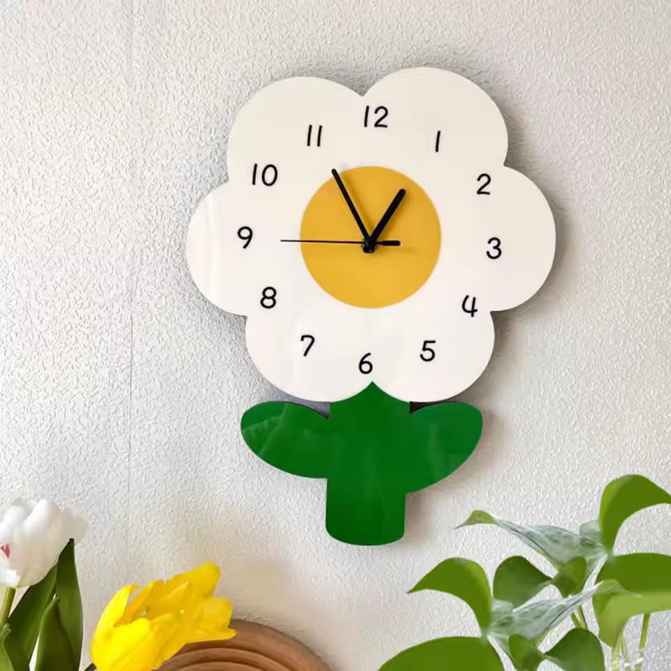 Laser Cut Creative Flower Art Wall Clock