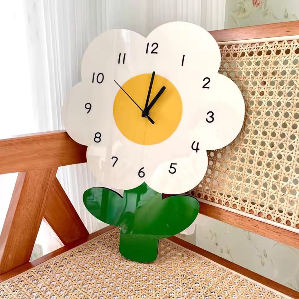 Laser Cut Creative Flower Art Wall Clock