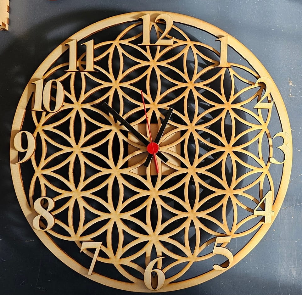 Laser Cut Flower of Life Intersect Rings Geometric Wall Clock
