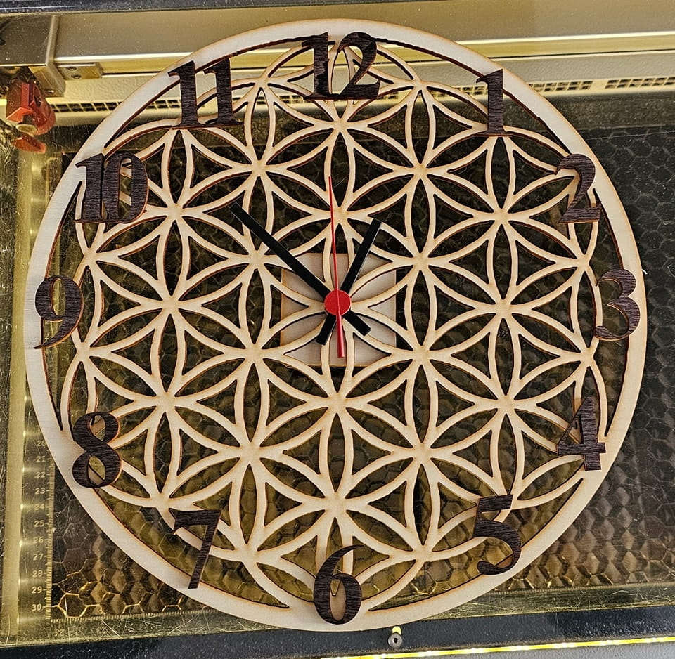 Laser Cut Flower of Life Intersect Rings Geometric Wall Clock