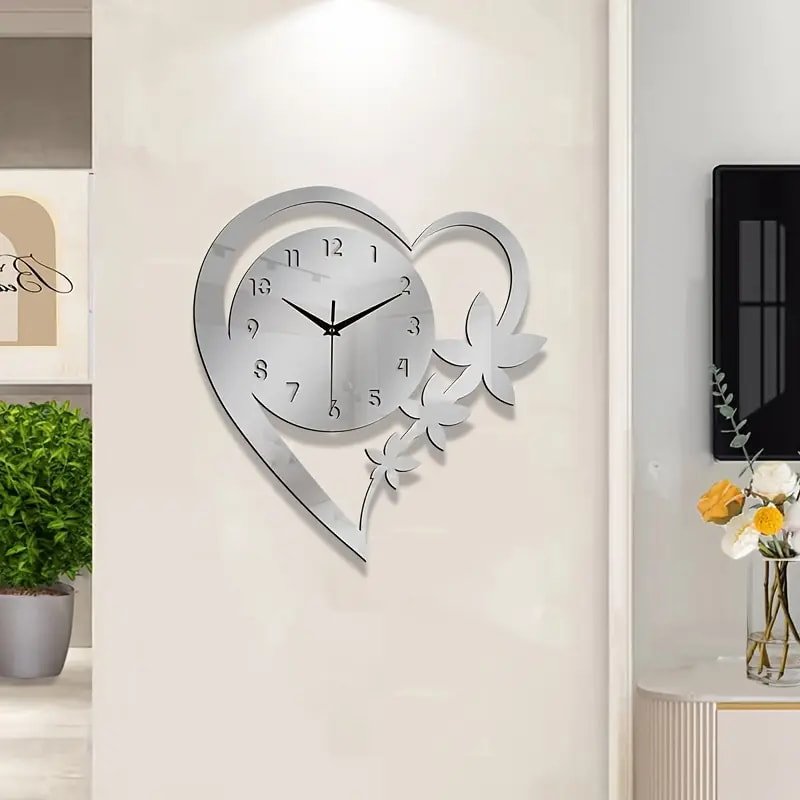 Laser Cut Heart Shape Wall Clock