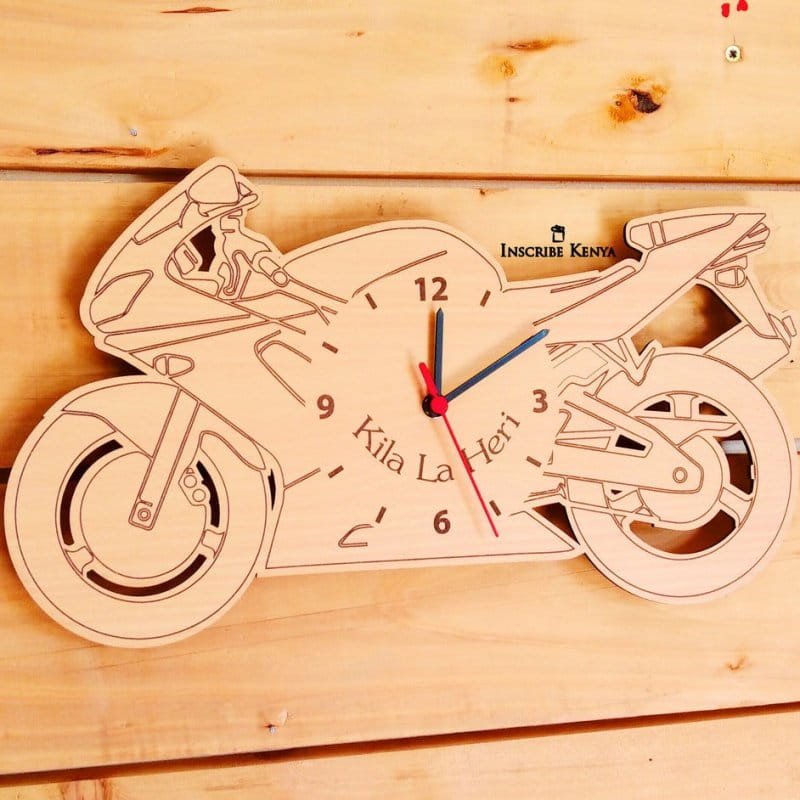 Laser Cut Motorbike Wooden Wall Clock