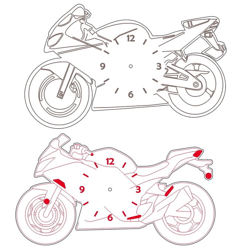 Laser Cut Motorbike Wooden Wall Clock