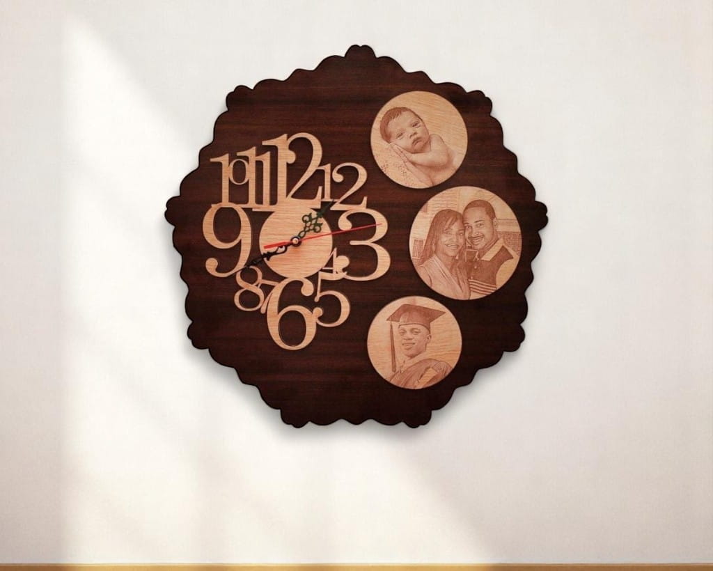 Laser Cut Photo Wall Clock