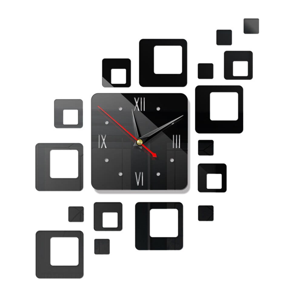 Laser Cut Square Mirror Acrylic Wall Clock