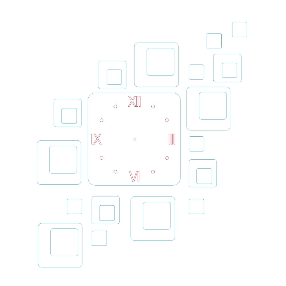 Laser Cut Square Mirror Acrylic Wall Clock