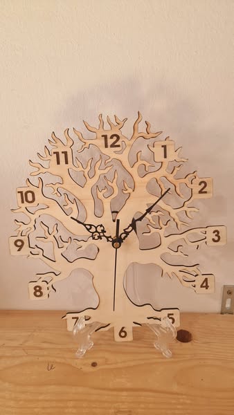 Laser Cut Tree Shaped Wooden Wall Clock