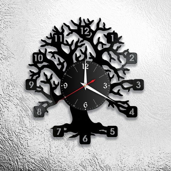 Laser Cut Tree Shaped Wooden Wall Clock