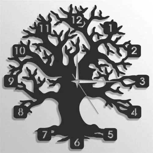 Laser Cut Tree Shaped Wooden Wall Clock