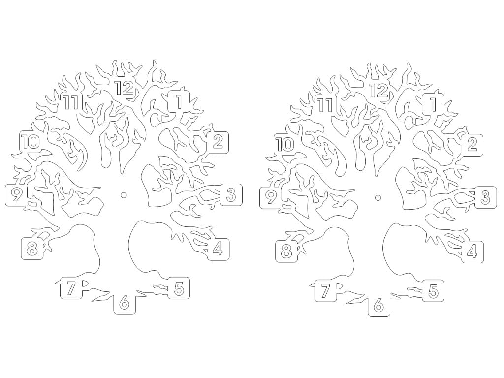 Laser Cut Tree Shaped Wooden Wall Clock