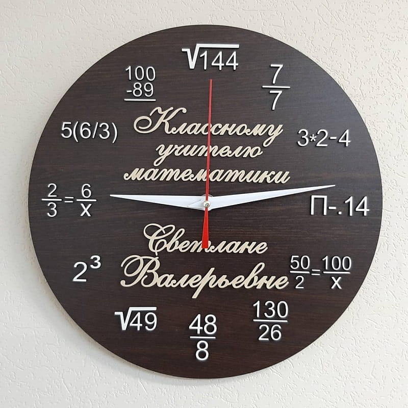 Laser Cut Wall Clock Gift for Math Teacher