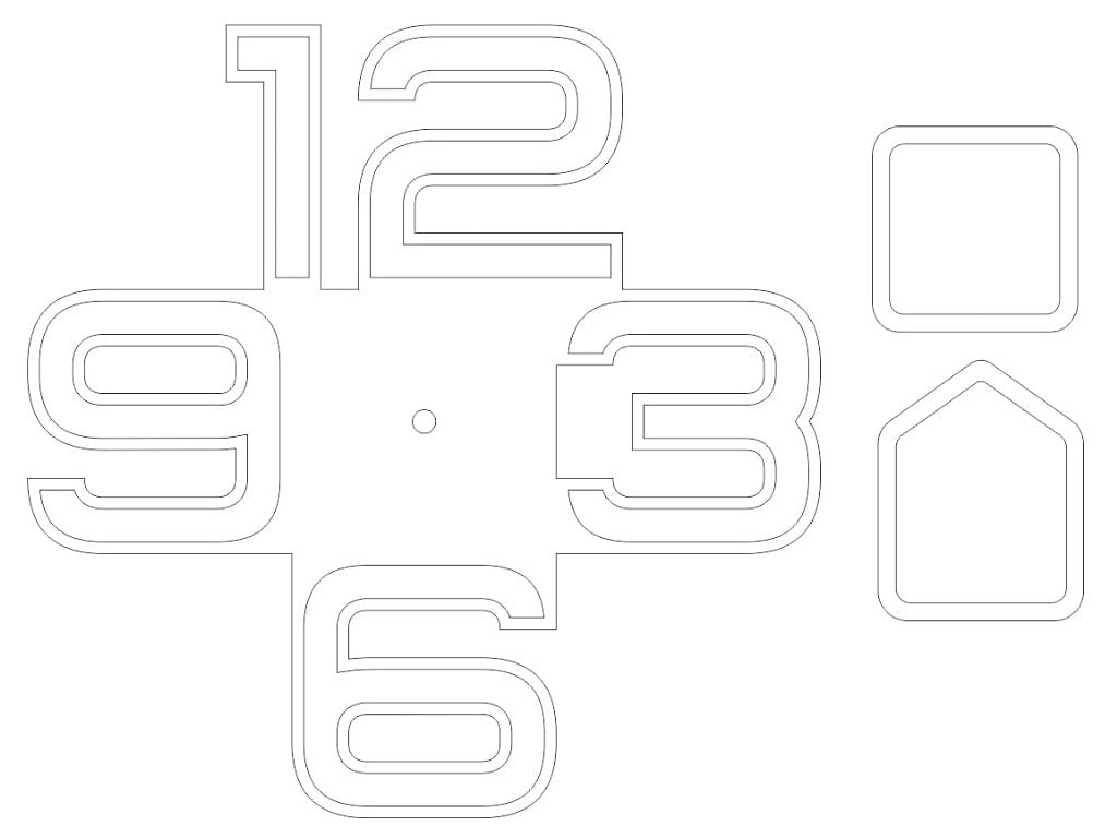 Laser Cut 4 Big Numbers Wall Clock