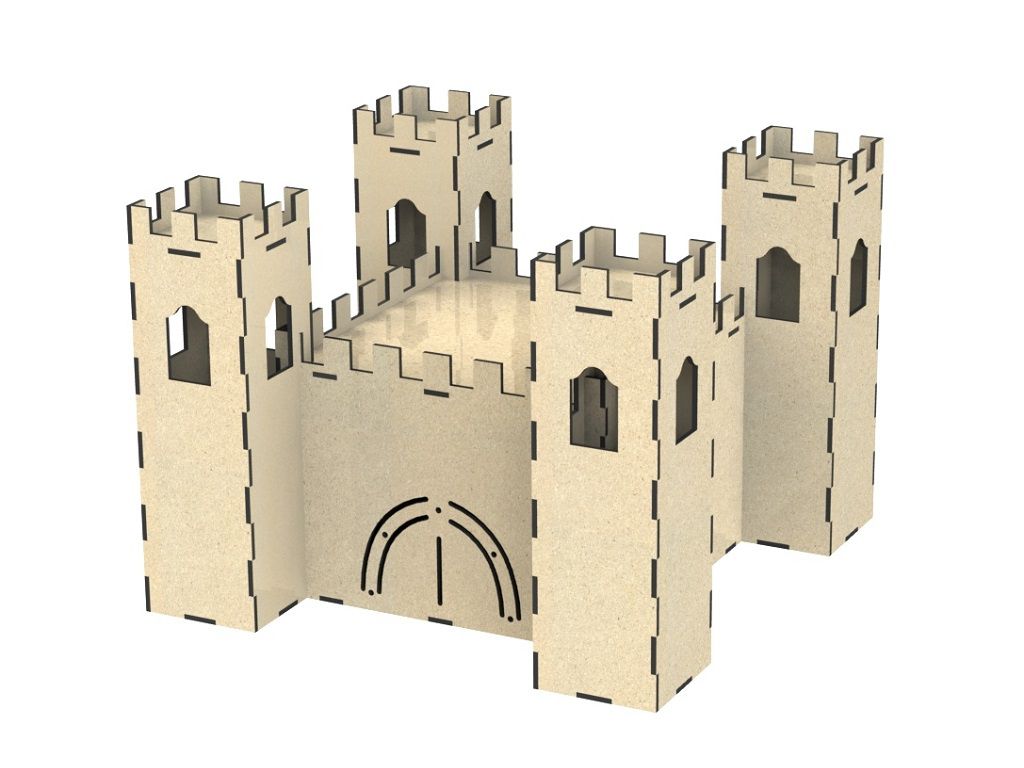 Laser Cut Miniature Castle 3D Wood Model